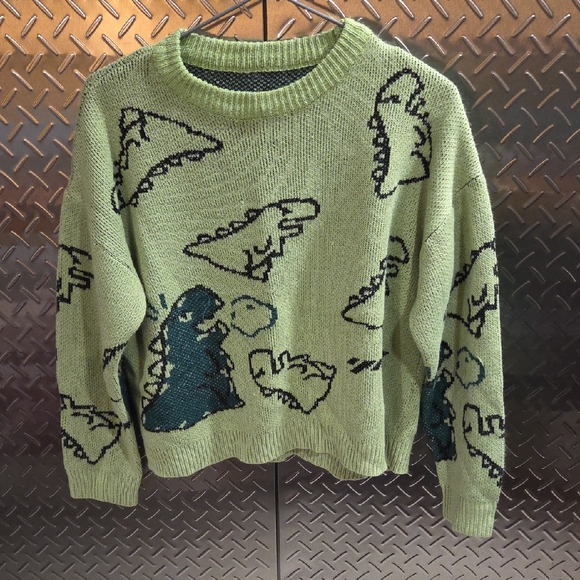 SHEIN Sweaters - SHEIN Green Dinosaur Sweater